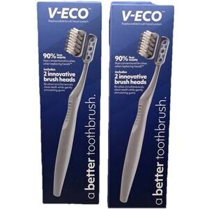 V-Eco Replaceable Brush Head System 2 Sets Of Innovative Brush & Heads NEW